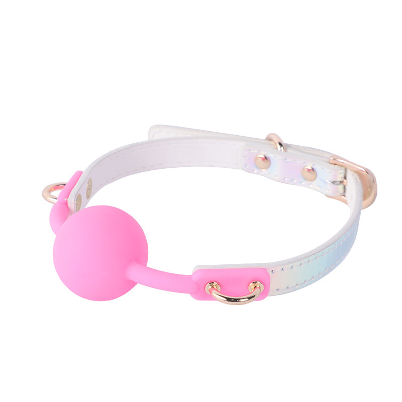 Image of SM Erotic Femdom Alternative Toy Bondage Erotic Mouth Ball Silicone Laser Lock Buckle Laser SM Mouth Plug Training